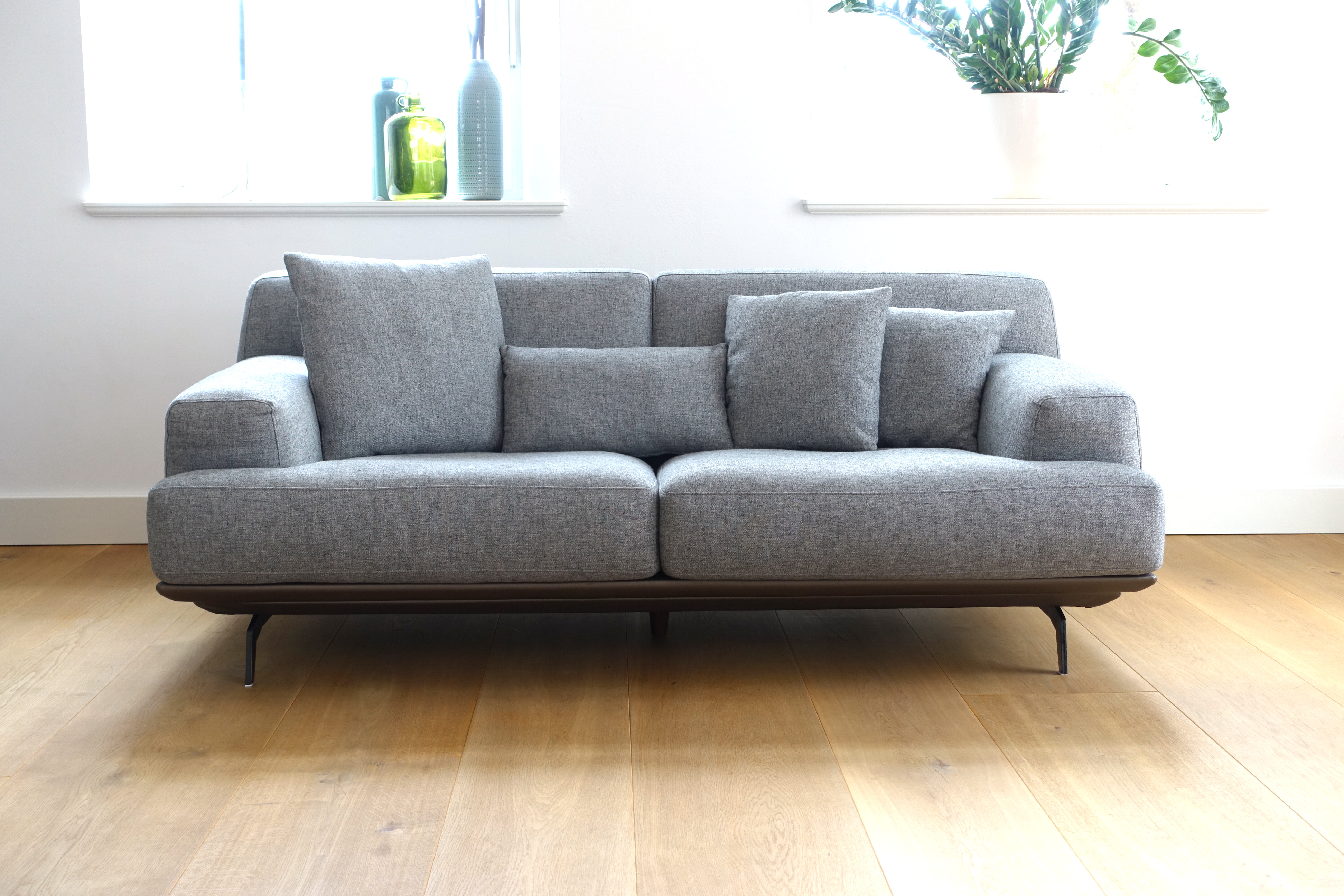 - (2-Sitzer), zerlegbar, m. Sitzkissen Grau, CAGUSTO® MY LENDUM Sofa modernes CAGUSTO Daunenfederfüllung, HOME. Design | 4 Webstoff MY Kissen,