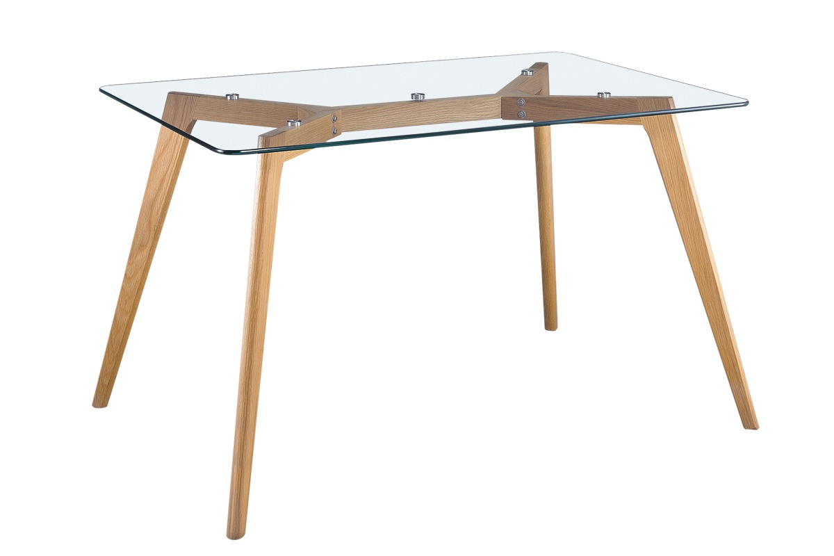 Cagusto Esstisch Mikkel Massiv Holz Eiche Glas 180 X 90 Tisch Massivholztisch Ebay